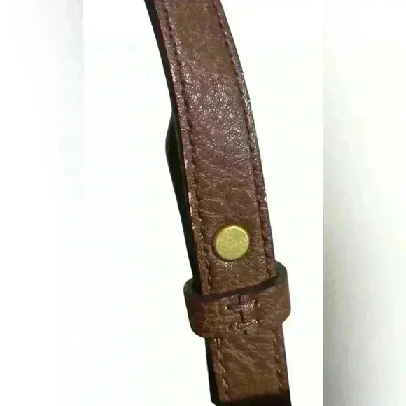 A black & brown Fossil Rachel top zipper closure tote bag. - Picture 12 of 12